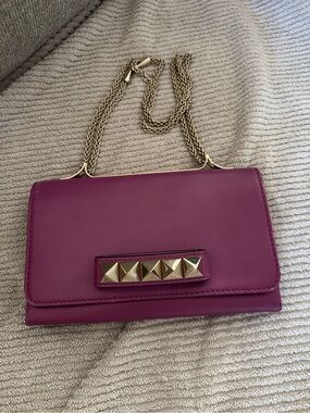 Valentino Purple Chain Shoulder Bag with Gold Stud Accents